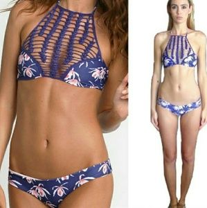 Acacia swimwear panama blue island orchid top P XS
